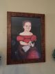 Portrait Print Of Girl By Norma Scneeman In Grain Painted Wood Frame Primitives photo 1