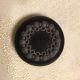 Antique Black Glass Button W Intricate Metal Escutcheon Design Attached Vintage Buttons photo 1