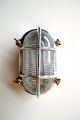 Marine Style Oval Bulkhead Wall Light Polished Metal Ribbed Glass B Other Maritime Antiques photo 1