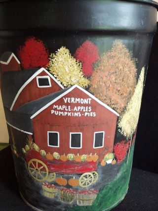 Maple Syrup Sap King Bucket Handpainted Artist Signed Farm Barn Vermont photo