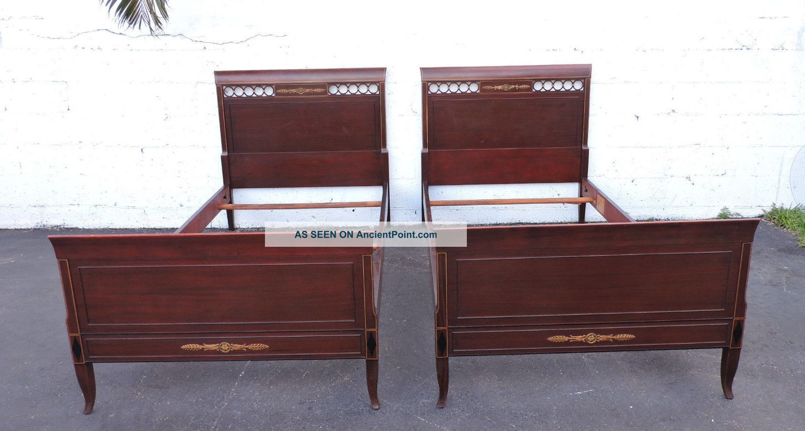 Mahogany Twin Size Beds By Rway Northern Furniture 7124a 1900-1950 photo