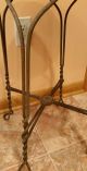 Vintage Mcm Twisted Wrought Iron Stool/ice Cream Stool,  Wood Seat,  24&1/4 