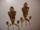 Vintage Italian Gold Gilt Tole Wall Mirror Candle Holder Sconces Chandeliers, Fixtures, Sconces photo 1