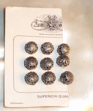 9 Filigree Ball Buttons,  On Store Card,  Germany photo