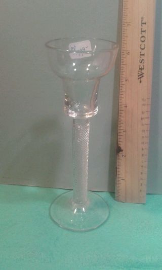 Rare 18th Century Twist Design Stem Wine Glass,  Hand Blown Cut & Polished photo