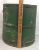 Antique Wooden Country Farm House Green Wash Bucket W/ Handle Vintage Wood Metal Primitives photo 8