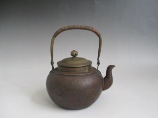 Japanese Old Copper Kettle/ Tea Ceremony/ Style & Pattern/ 2902 photo