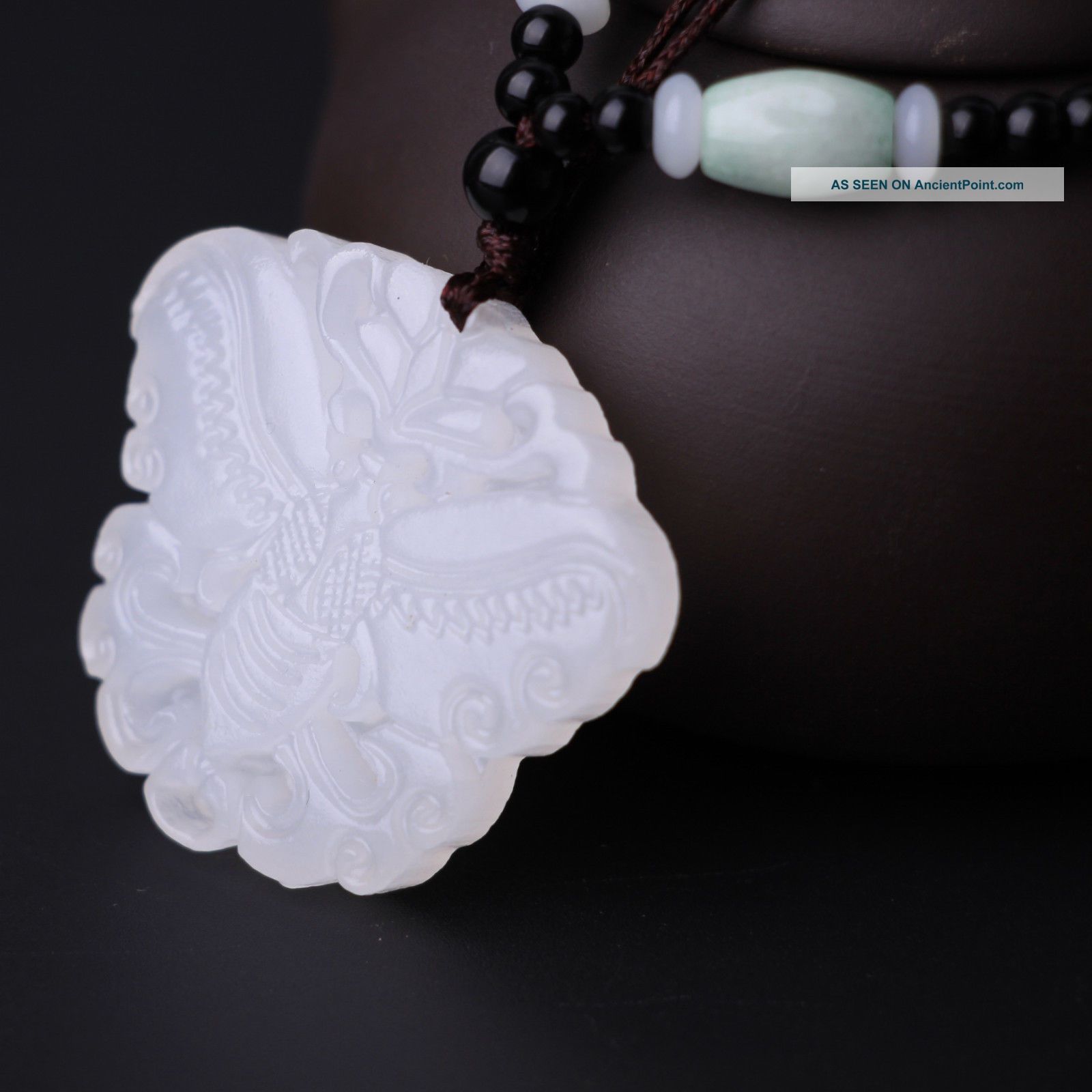 Chinese Natural White Hetian Jade Pendant Hand - Carved Necklace Hudie Necklaces & Pendants photo
