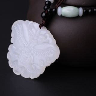 Chinese Natural White Hetian Jade Pendant Hand - Carved Necklace Hudie photo