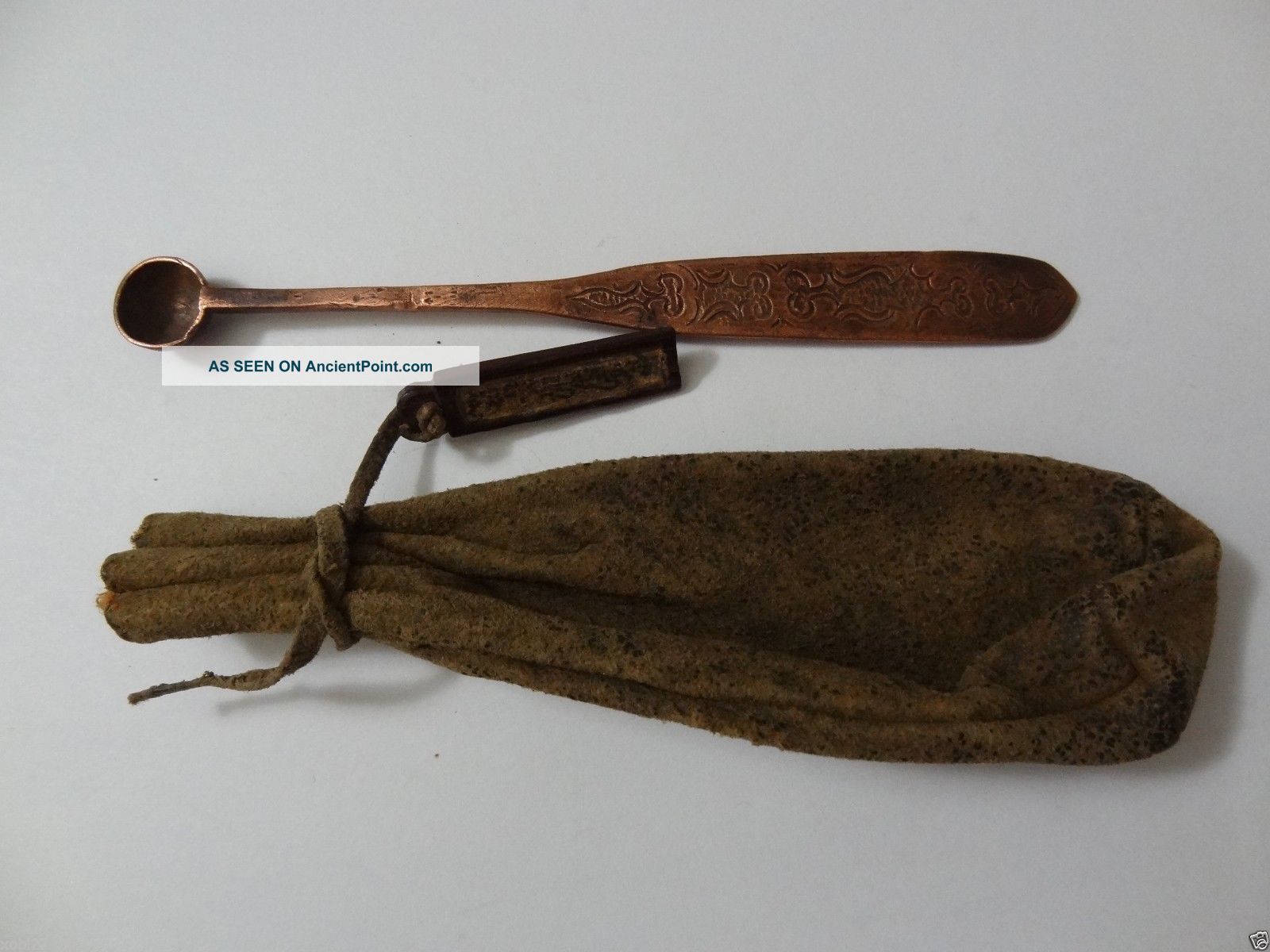 Antique Mongolian Buddhist Lama ' S Medicine Pouch With Spoon Mongolia photo