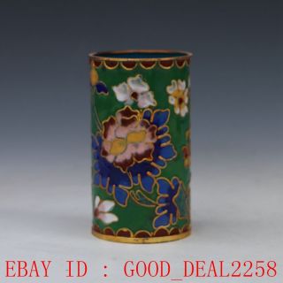 Chinese Cloisonne Hand - Painted Flower Brush Pots 3 photo