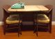 Rare Mid Century Drop Leaf Formica Faux Wood Dining Table 2 Chairs Vintage Cool Post-1950 photo 2