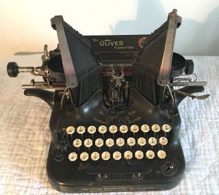 Vintage Antique Green Oliver No.  5 Standard Visible Writer Typewriter - Usa photo