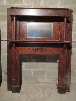 Tall Antique Chestnut Fireplace Mantel 60 X 78 Architectural Salvage photo