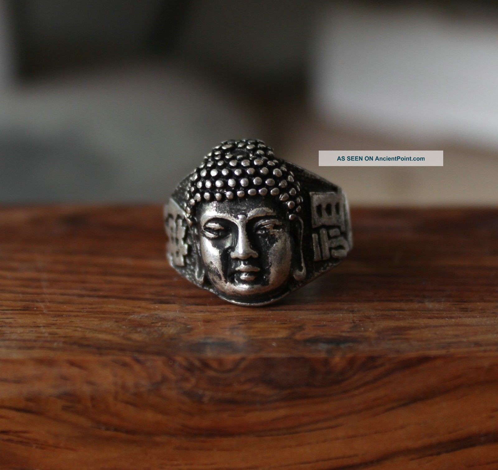 2.  6cm Old Chinese Miao Silver Buddhism Shakyamuni Buddha Figure Finger Ring 001 Other Chinese Antiques photo