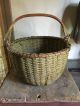 Early Antique Swing Handle Gathering Basket Mustard Paint Aafa 19th C Primitives photo 1