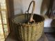 Early Antique Swing Handle Gathering Basket Mustard Paint Aafa 19th C Primitives photo 5