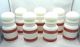 8 Vintage Milk Glass Apothecary Pharmacy Spice Jars Made In Belgium Red & White Bottles & Jars photo 2