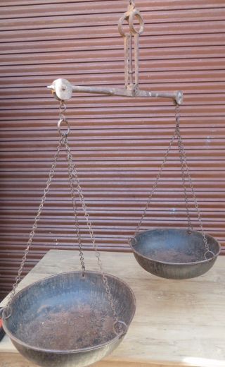 Vintage Antique Primitive Hand Balance Chain Hangi Mercantile Scale Taraju Big photo