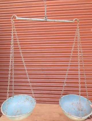 Vintage Antique Primitive Hand Balance Chain Hanging Mercantile Scale Taraju Col photo