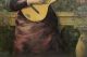Antique O/c Oil Painting Young Lady Singing & Playing Parlor Acoustic Guitar Nr String photo 5