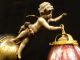 Fabulous Victorian Cherub Wall Sconce Lamp W/ Ruby Art Glass Shade - Circa 1880 Lamps photo 1