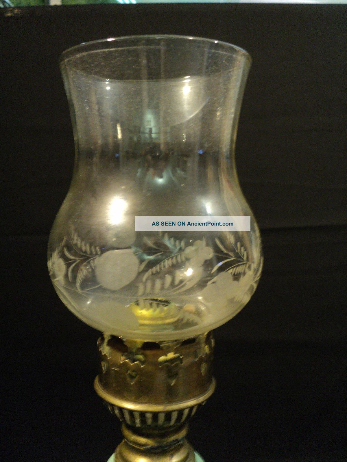 19th Century Hand Enameled Bristol Glass Oil Lamp Converted To Candelstick Lamps photo