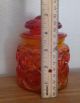 Awesome,  Vintage 1940 ' S Red Amberina,  Apothacary Jar,  With Ground Glass Lid - Vgc Bottles & Jars photo 9