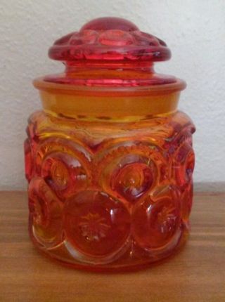 Awesome,  Vintage 1940 ' S Red Amberina,  Apothacary Jar,  With Ground Glass Lid - Vgc photo