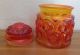 Awesome,  Vintage 1940 ' S Red Amberina,  Apothacary Jar,  With Ground Glass Lid - Vgc Bottles & Jars photo 1