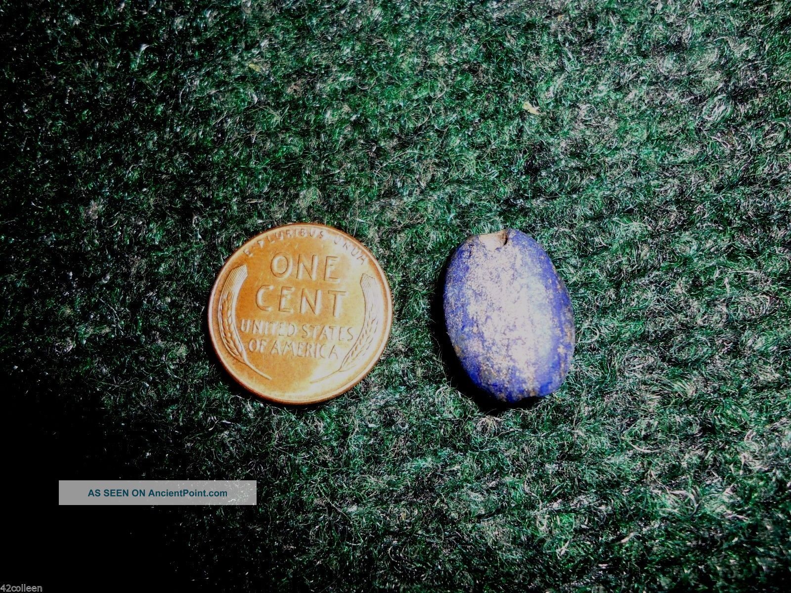 Old Egyptian Scarab,  Bead,  Beads,  Blue Lapis With Gold Pyrite Flakes Egyptian photo