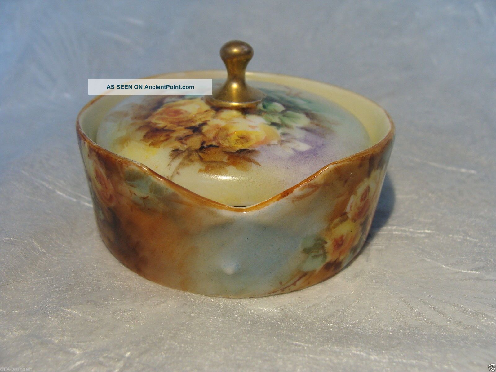 Antique German Bavaria Hand Painted Porcelain Stud Collar Button Box Germany Rc Baskets & Boxes photo