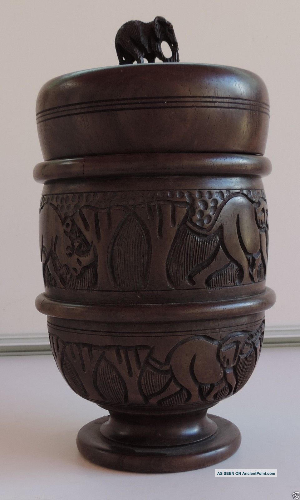 Magnificent African Wood Urn With Cover Decorated. Other African Antiques photo
