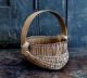 Antique 19th Century Hand Woven Miniature Buttock Basket Primitives photo 1