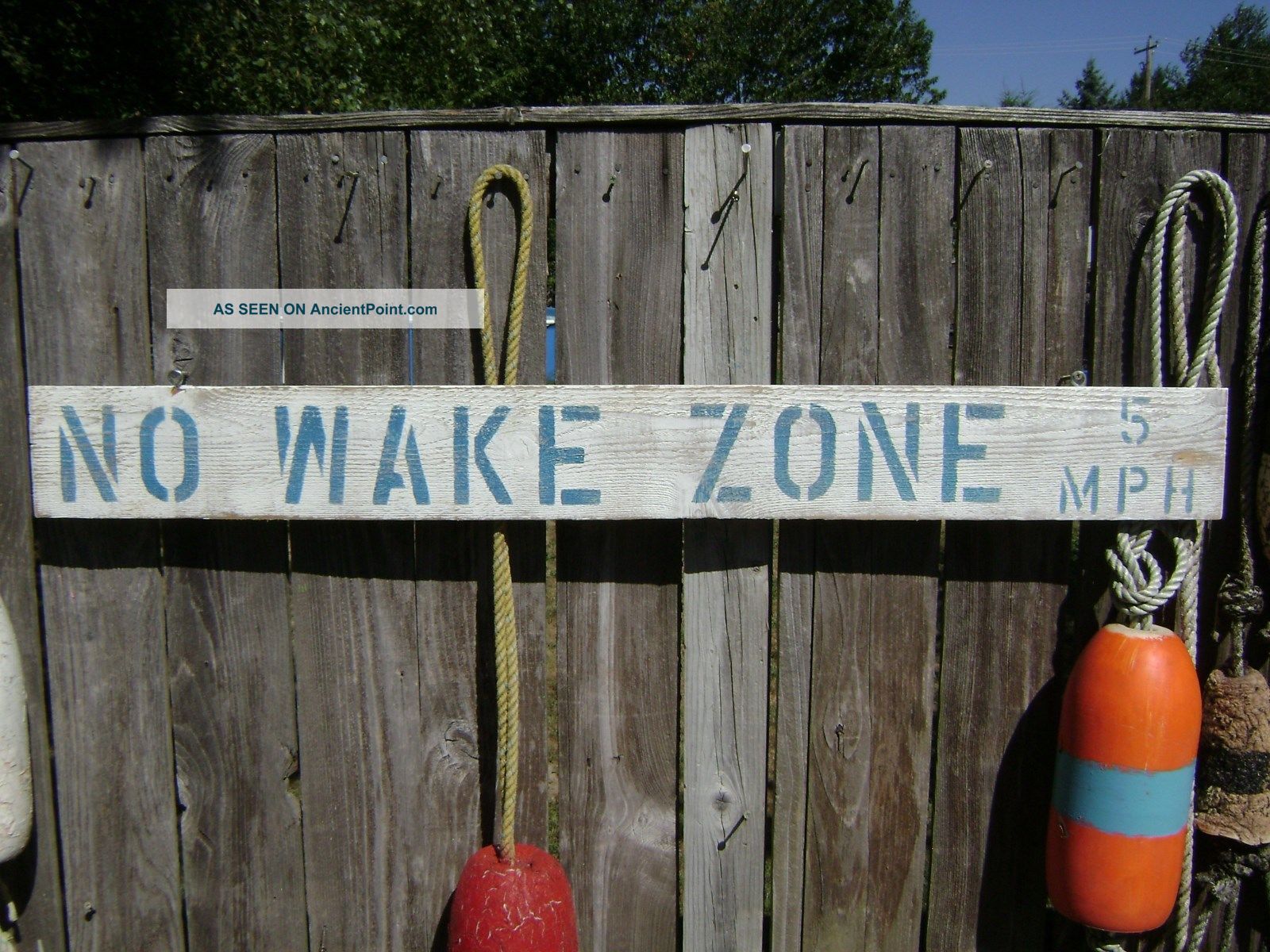 48 Inch Wood Hand Painted No Wake Zone 5mph Sign Nautical Seafood (s243) Plaques & Signs photo