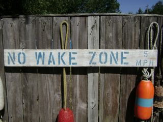 48 Inch Wood Hand Painted No Wake Zone 5mph Sign Nautical Seafood (s243) photo