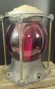 Antique Armspear Mfg.  Co.  N.  Y.  Top Bridge Pier Ship Lantern Red Globe Work ' S Rare Lamps & Lighting photo 1