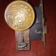 Antique Victorian Brass Ceylon Eastlake Lockset With Skeleton Key 10 Door Plates & Backplates photo 4