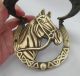 Lge Vintage Brass Door Knocker - Horse Head & Horseshoe Equestrian Theme England Door Bells & Knockers photo 2