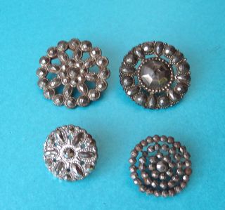 Antique Circa 1800,  4 Individually Riveted Cut Steel Pretty Openwork Buttons. photo