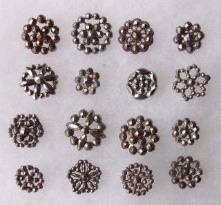 Metal Buttons Small Lacy Antique Steel photo