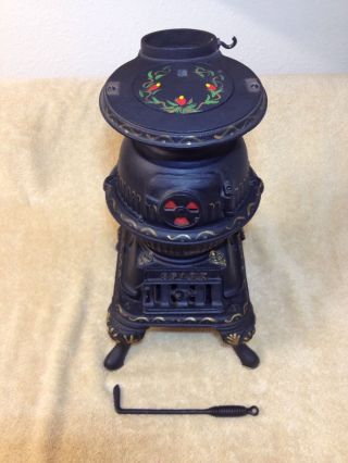 Vtg Salesman Sample Spark Pot Belly Wood Cook Stove Usa Made Cast Iron 75 - 3 photo