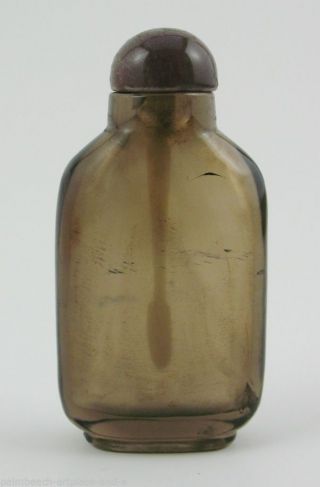 Antique Chinese Smokey Quartz Snuff Bottle With Spoon Cap photo