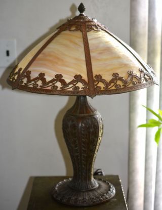 Antique Miller Slag Glass Lamp photo