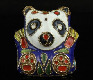 China Collectible Old Handwork Cloisonne Vivid Lovely Panda Statue photo