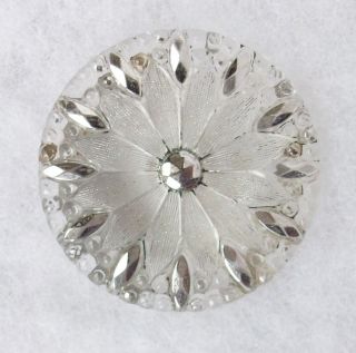 Button Vintage Lacy Old Glass Antique Collectible Silver Luster photo