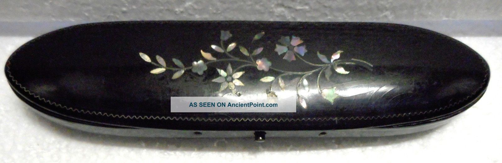 Victorian Papier/paper Mache Inlaid Mother Of Pearl Eye Glass/spectacle Case Victorian photo