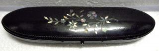 Victorian Papier/paper Mache Inlaid Mother Of Pearl Eye Glass/spectacle Case photo