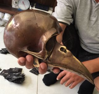 Black Plague Medieval Death Bronze Skull Head Sculpture Figure All Metal Grade A photo