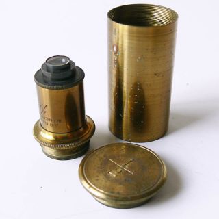 Antique 1800 ' S Brass Microscope Lens By J.  B.  Dancer Manchester With Case No Rsrv photo